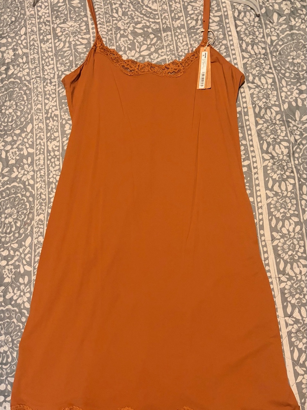 SKIMS Fits Everybody Lace Slip Dress in Bronze
